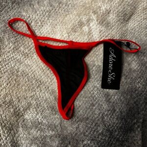 Adore She Red and Black Mesh Thong